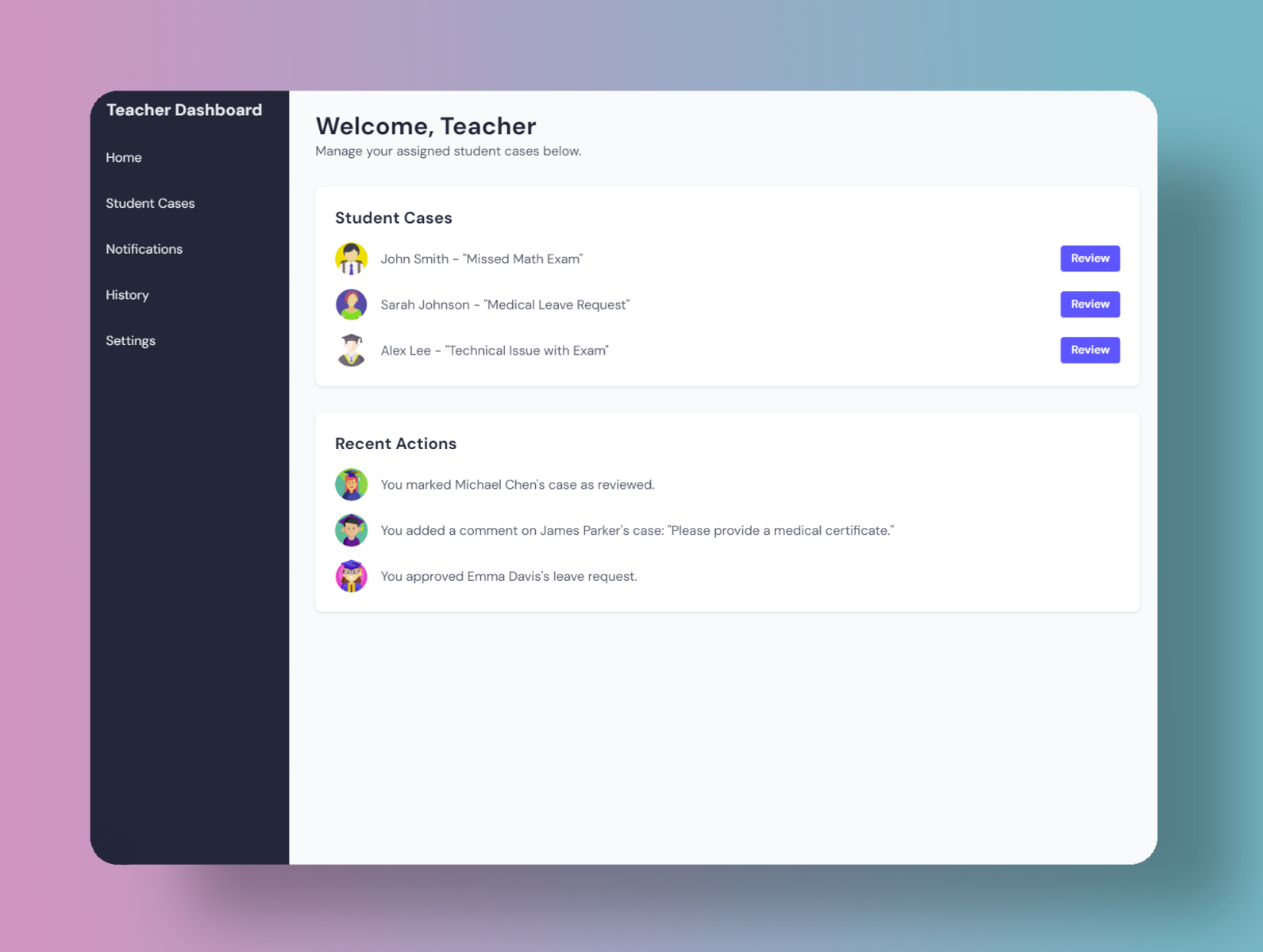 Teacher Dashboard